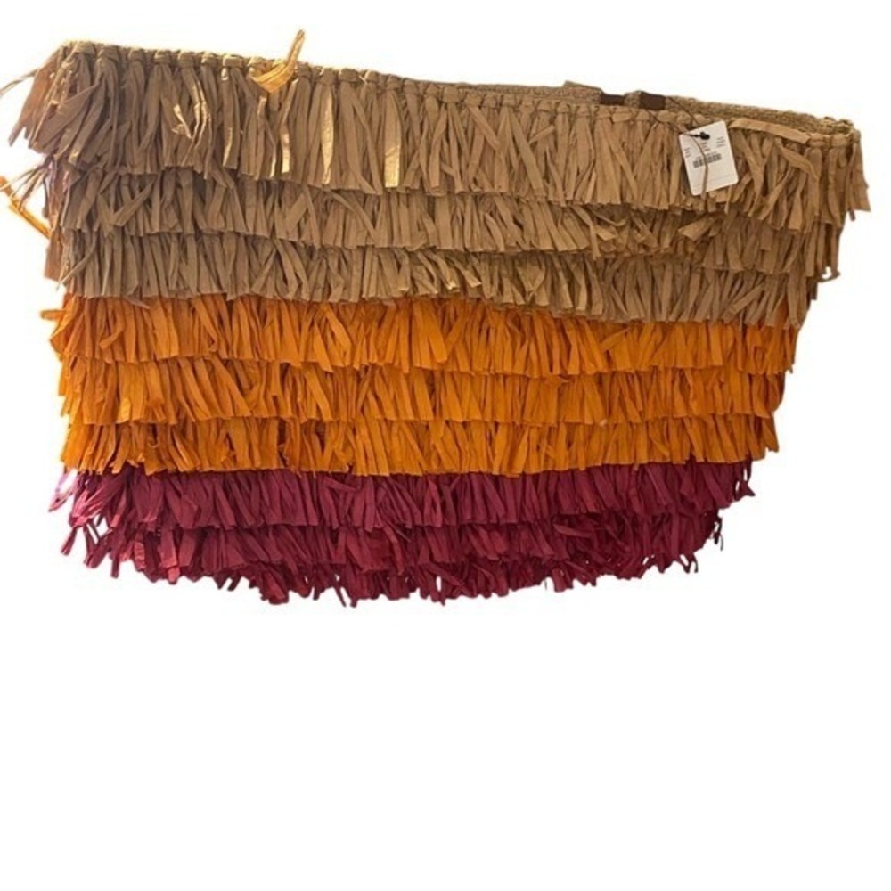 Fringe Raffia Tote‎ Bag Colorful Striped Beach Bag Shoulder Bag - Picture 3 of 7
